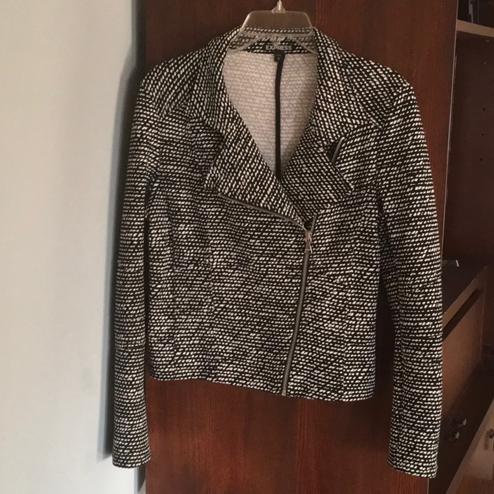 Express Moto jacket black and white size medium